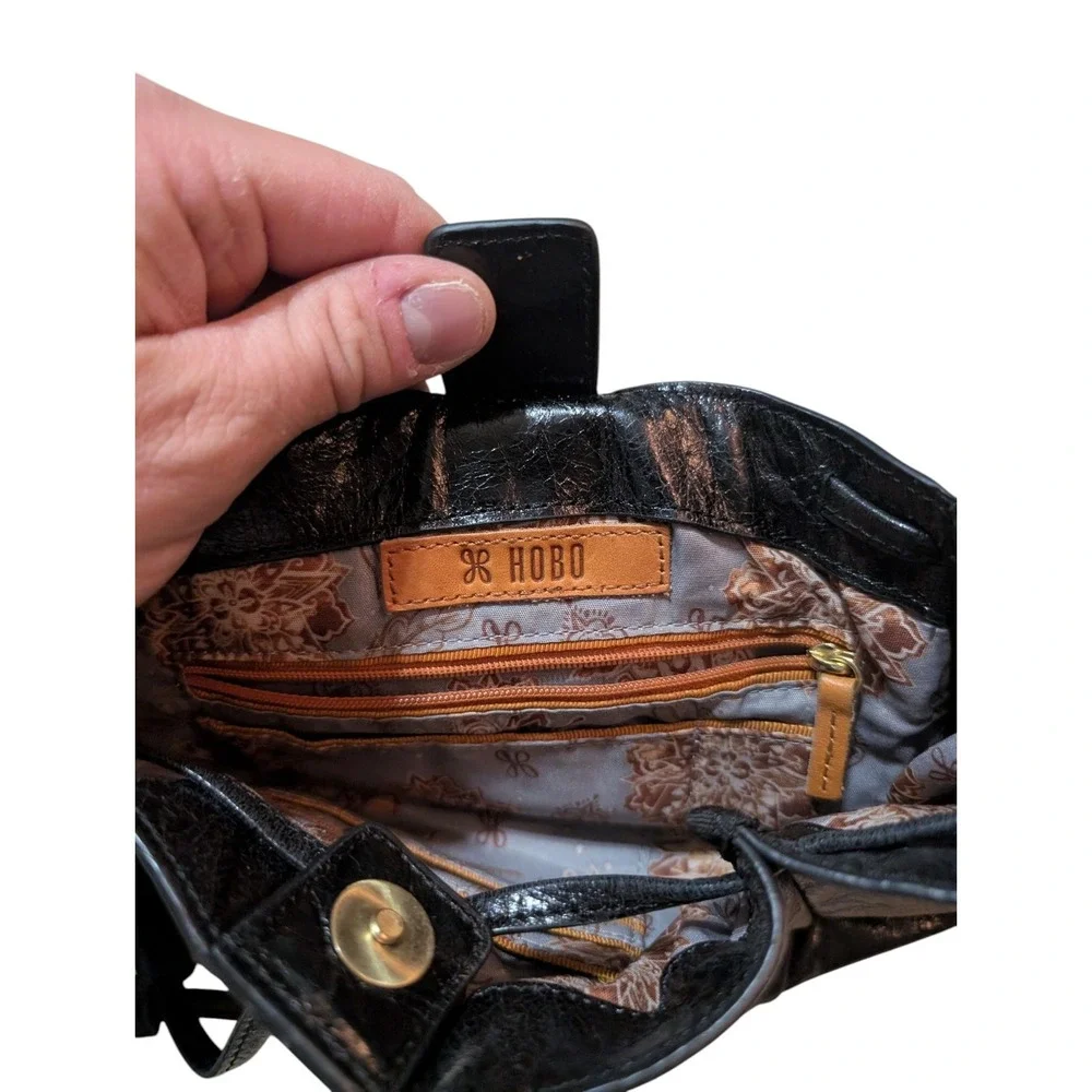 Hobo International Black Genuine Leather Convertible Puck Backpack Bag No Straps